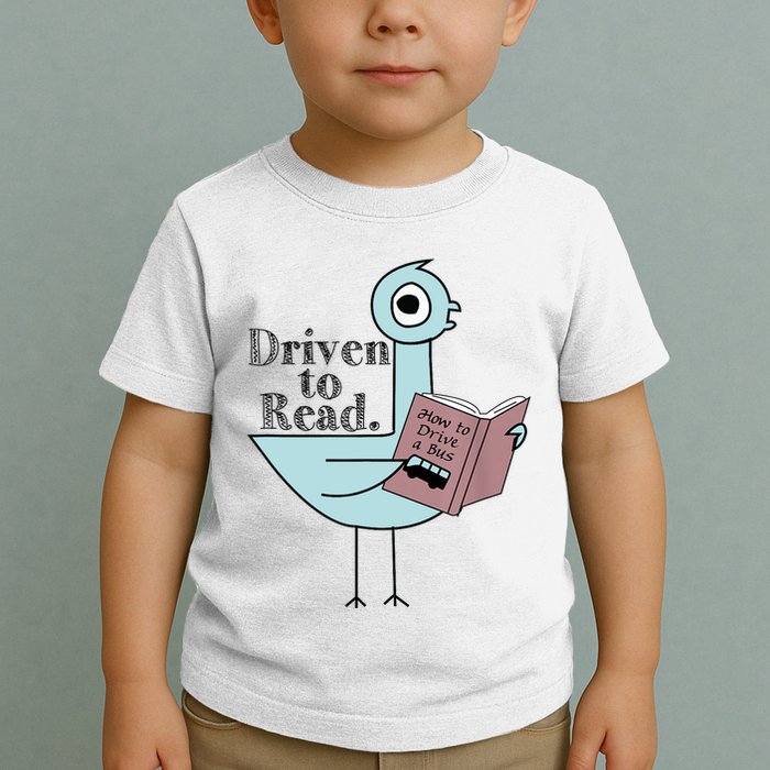 Driven To Read Pigeon Library Reading Books Readers Toddler T-Shirt