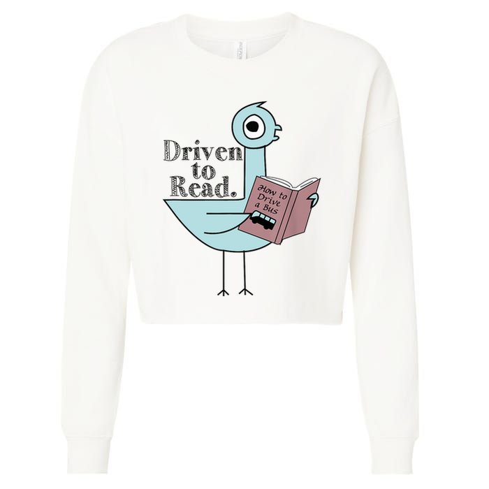 Driven To Read Pigeon Library Reading Books Readers Cropped Pullover Crew