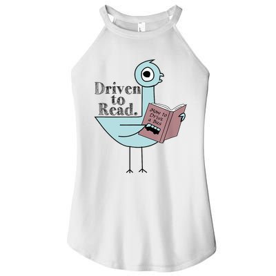 Driven To Read Pigeon Library Reading Books Readers Women's Perfect Tri Rocker Tank