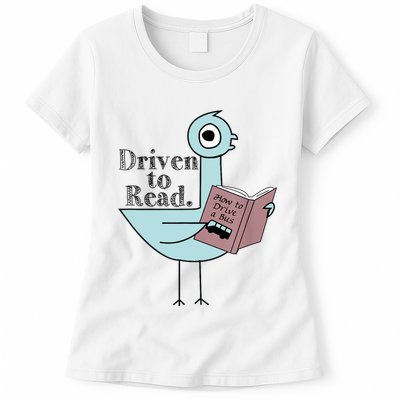 Driven To Read Pigeon Library Reading Books Readers Womens T-Shirt