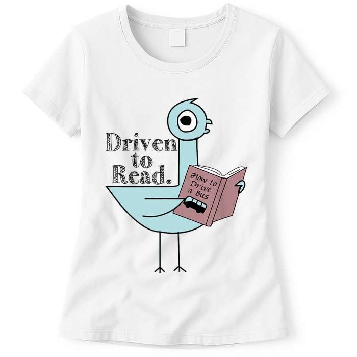 Driven To Read Pigeon Library Reading Books Readers Womens T-Shirt