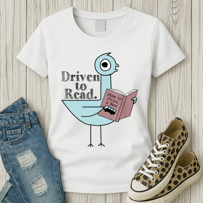 Driven To Read Pigeon Library Reading Books Readers Womens T-Shirt