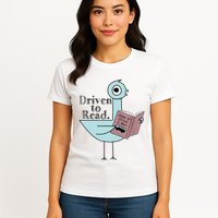 Driven To Read Pigeon Library Reading Books Readers Womens T-Shirt