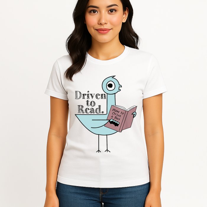 Driven To Read Pigeon Library Reading Books Readers Womens T-Shirt