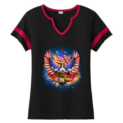 Donald Trump Riding Eagle Next Us President 2024 Epic Battle Cute Gift Ladies Halftime Notch Neck Tee