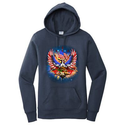 Donald Trump Riding Eagle Next Us President 2024 Epic Battle Cute Gift Women's Pullover Hoodie