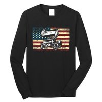 Dirt Track Racing Sprint Car Vintage Retro American Flag Gift Long Sleeve Shirt