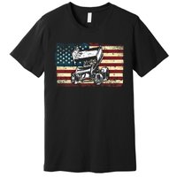 Dirt Track Racing Sprint Car Vintage Retro American Flag Gift Premium T-Shirt