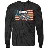 Dirt Track Racing Sprint Car Vintage Retro American Flag Gift Tie-Dye Long Sleeve Shirt