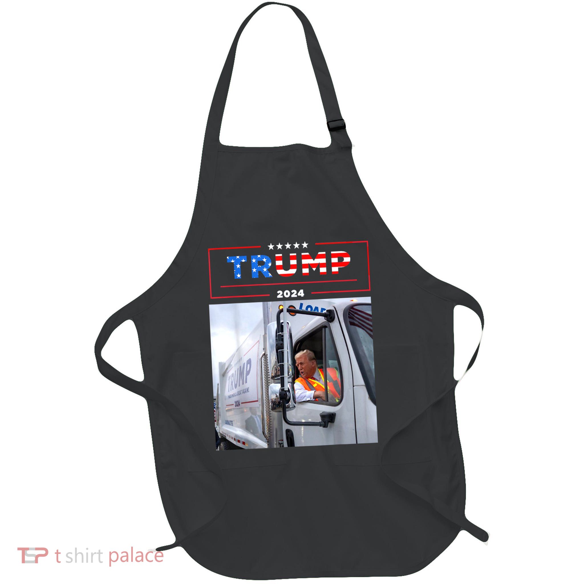 Donald Trump Rides In Garbage Truck Garbage Trump Gift Full-Length Apron With Pockets