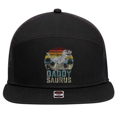 Daddysaurus T Rex Dinosaur Daddy Saurus Family Matching 7 Panel Mesh Trucker Snapback Hat