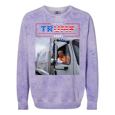 Donald Trump Rides In Garbage Truck Garbage Trump Colorblast Crewneck Sweatshirt