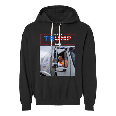 Donald Trump Rides In Garbage Truck Garbage Trump Garment-Dyed Fleece Hoodie