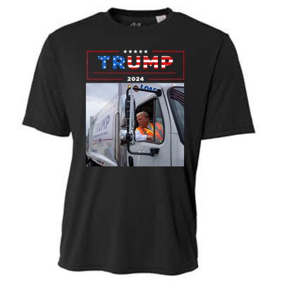 Donald Trump Rides In Garbage Truck Garbage Trump Cooling Performance Crew T-Shirt