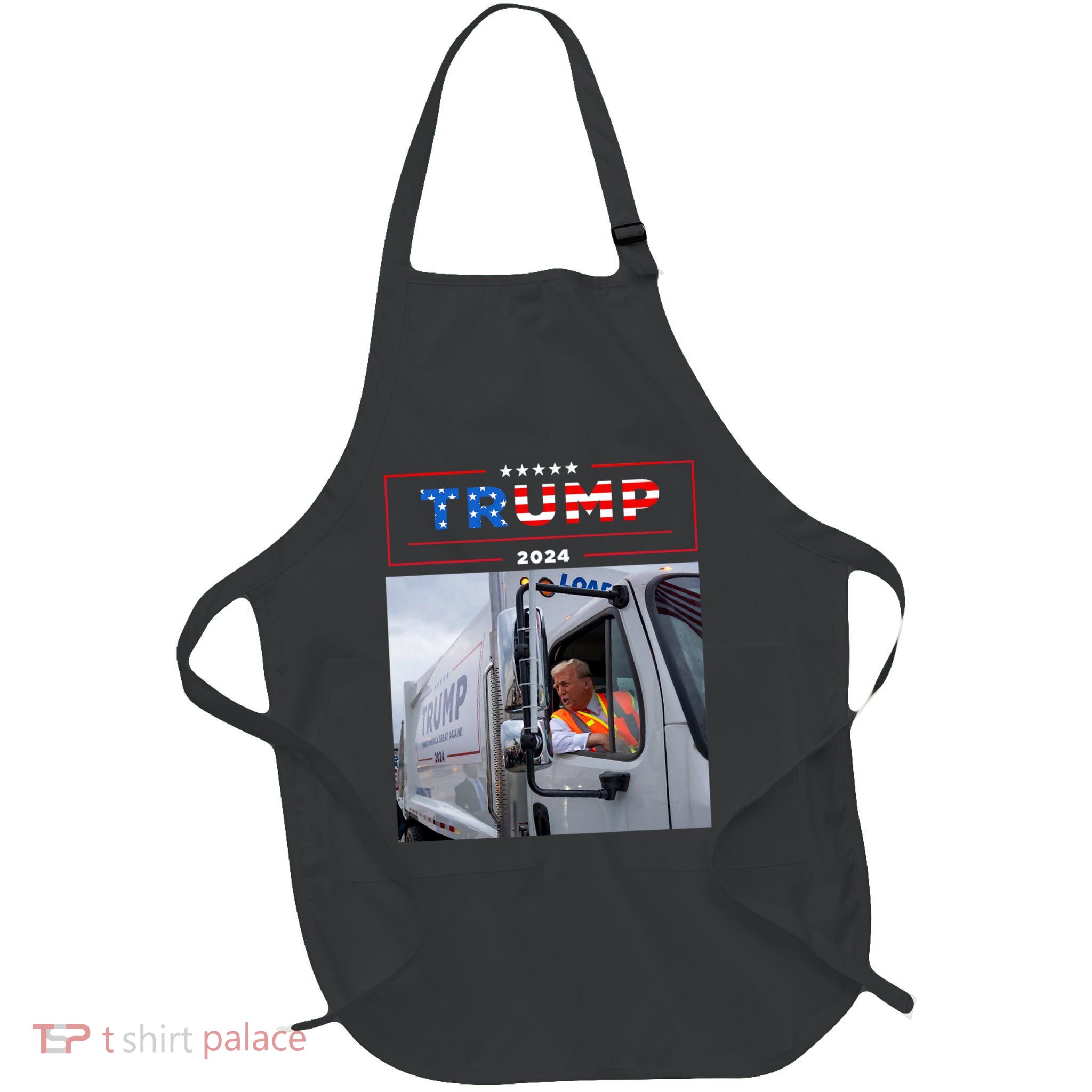 Donald Trump Rides In Garbage Truck Garbage Trump Full-Length Apron With Pockets