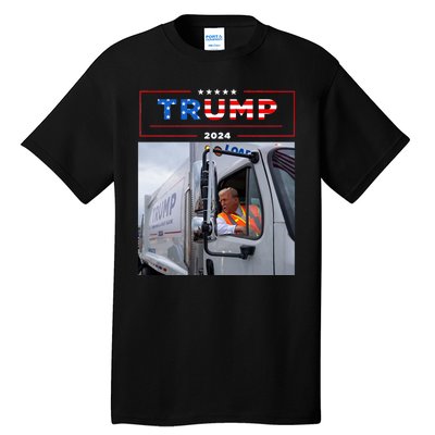 Donald Trump Rides In Garbage Truck Garbage Trump Tall T-Shirt