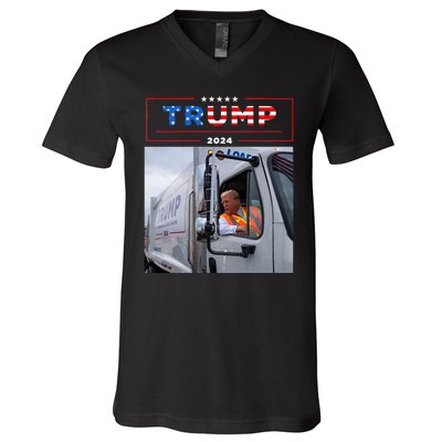 Donald Trump Rides In Garbage Truck Garbage Trump V-Neck T-Shirt