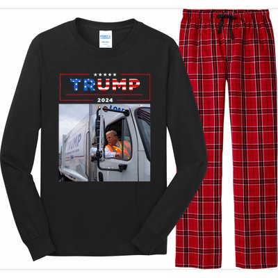 Donald Trump Rides In Garbage Truck Garbage Trump Long Sleeve Pajama Set