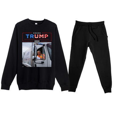 Donald Trump Rides In Garbage Truck Garbage Trump Premium Crewneck Sweatsuit Set