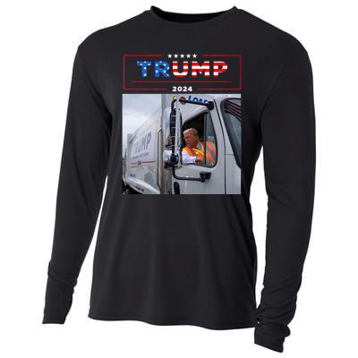 Donald Trump Rides In Garbage Truck Garbage Trump Cooling Performance Long Sleeve Crew