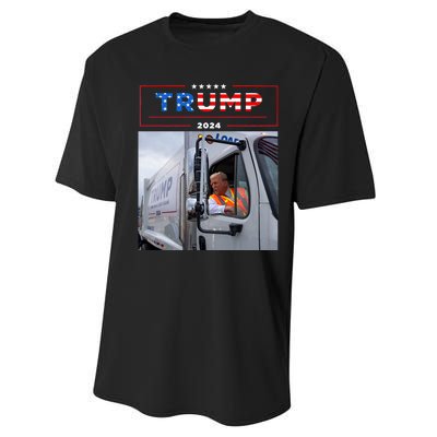 Donald Trump Rides In Garbage Truck Garbage Trump Performance Sprint T-Shirt