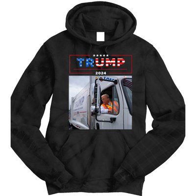 Donald Trump Rides In Garbage Truck Garbage Trump Tie Dye Hoodie