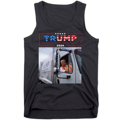 Donald Trump Rides In Garbage Truck Garbage Trump Tank Top