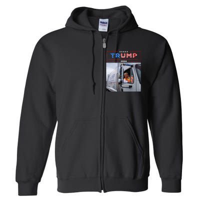 Donald Trump Rides In Garbage Truck Garbage Trump Full Zip Hoodie