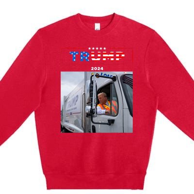 Donald Trump Rides In Garbage Truck Garbage Trump Premium Crewneck Sweatshirt