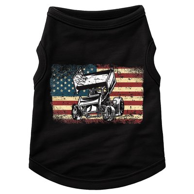 Dirt Track Racing Sprint Car Vintage Retro American Flag Doggie Tank
