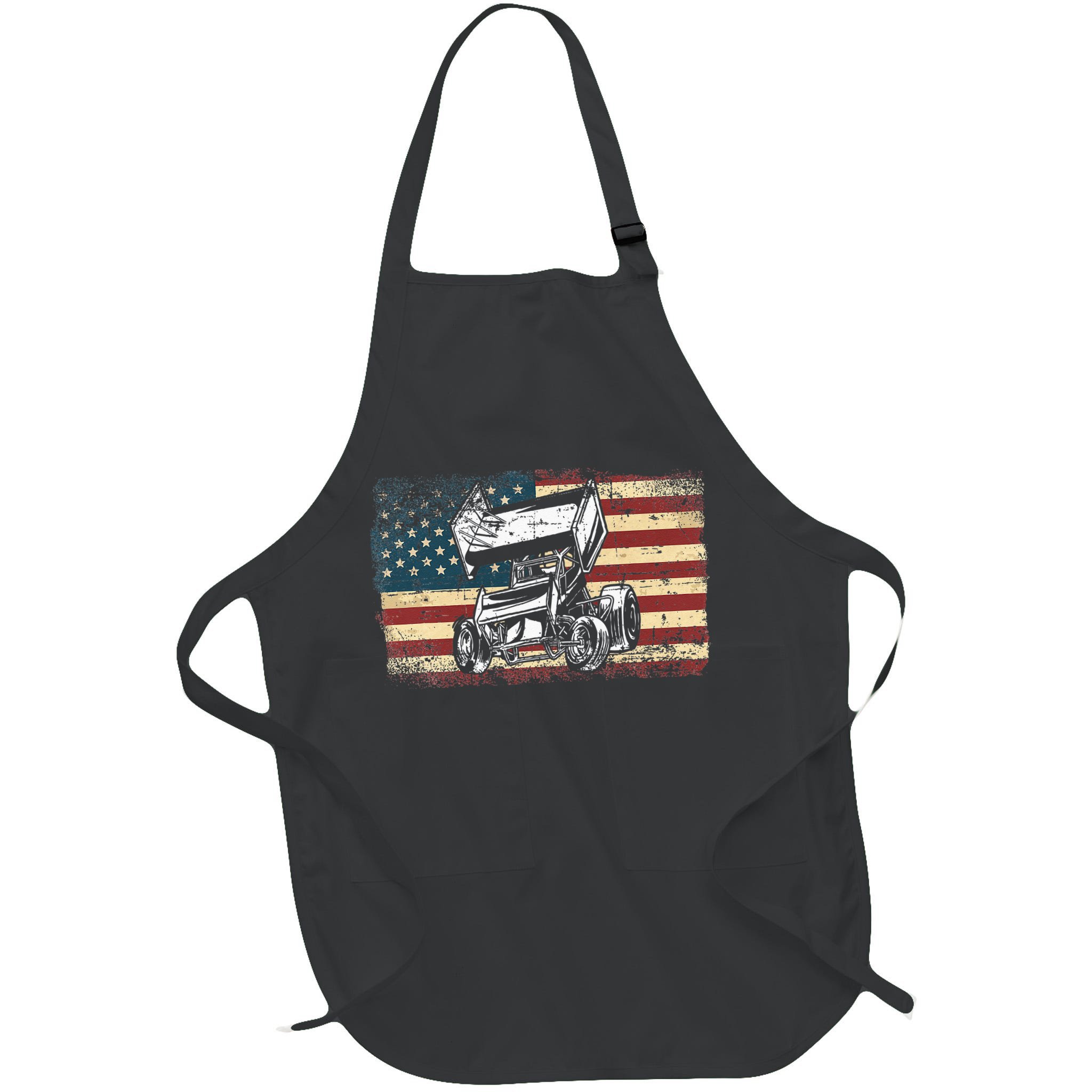 Dirt Track Racing Sprint Car Vintage Retro American Flag Apron