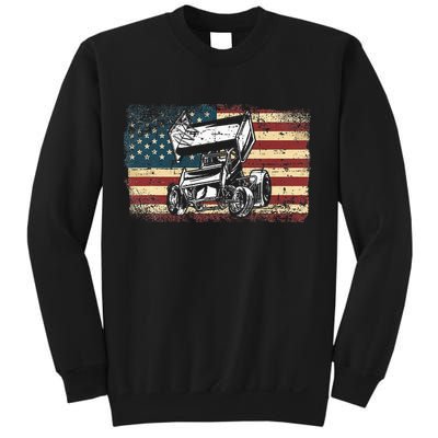 Dirt Track Racing Sprint Car Vintage Retro American Flag Sweatshirt