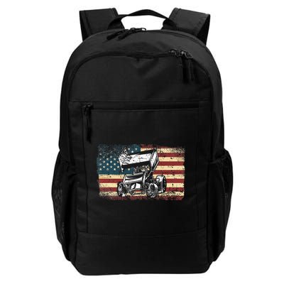 Dirt Track Racing Sprint Car Vintage Retro American Flag Backpack