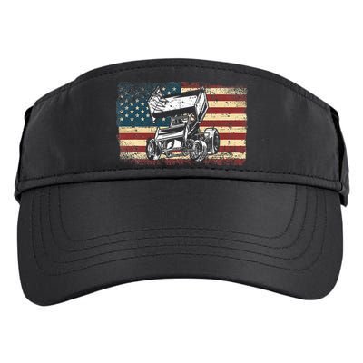 Dirt Track Racing Sprint Car Vintage Retro American Flag Adult Drive Performance Visor