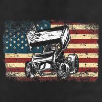 Dirt Track Racing Sprint Car Vintage Retro American Flag Beanie