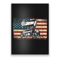 Dirt Track Racing Sprint Car Vintage Retro American Flag Poster