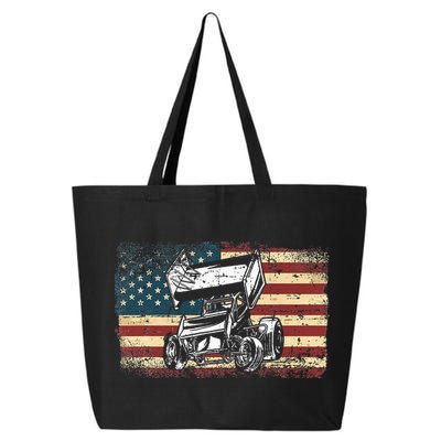 Dirt Track Racing Sprint Car Vintage Retro American Flag 25L Jumbo Tote