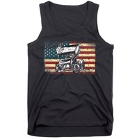 Dirt Track Racing Sprint Car Vintage Retro American Flag Tank Top