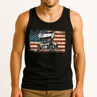 Dirt Track Racing Sprint Car Vintage Retro American Flag Tank Top