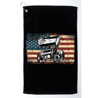 Dirt Track Racing Sprint Car Vintage Retro American Flag Golf Towel