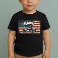 Dirt Track Racing Sprint Car Vintage Retro American Flag Toddler T-Shirt