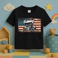 Dirt Track Racing Sprint Car Vintage Retro American Flag Toddler T-Shirt
