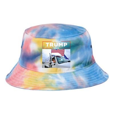 Donald Trump Rides In Garbage Truck Garbage Trump Tie Dye Newport Bucket Hat