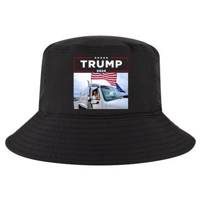 Donald Trump Rides In Garbage Truck Garbage Trump Cool Comfort Performance Bucket Hat