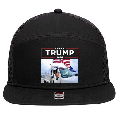 Donald Trump Rides In Garbage Truck Garbage Trump 7 Panel Mesh Trucker Snapback Hat