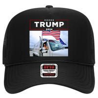 Donald Trump Rides In Garbage Truck Garbage Trump High Crown Mesh Back Trucker Hat