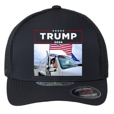 Donald Trump Rides In Garbage Truck Garbage Trump Flexfit Unipanel Trucker Cap