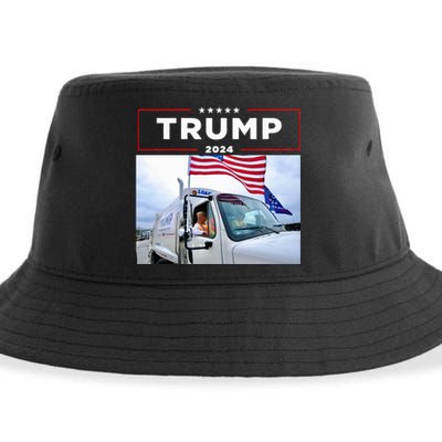 Donald Trump Rides In Garbage Truck Garbage Trump Sustainable Bucket Hat