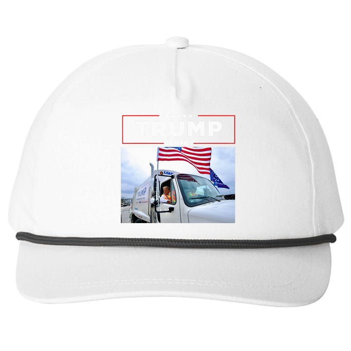 Donald Trump Rides In Garbage Truck Garbage Trump Snapback Five-Panel Rope Hat