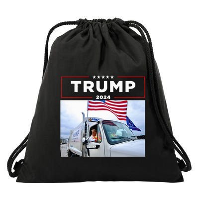 Donald Trump Rides In Garbage Truck Garbage Trump Drawstring Bag